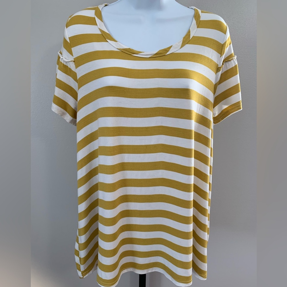 Hem & Thread Mustard and White Striped Tee